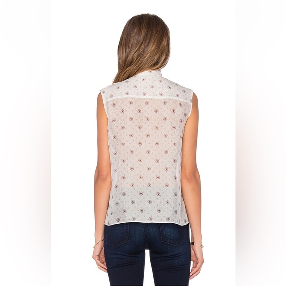 Cacharel tie neck floral blouse size FR 38/US 6. 100% Silk - Picture 3 of 7